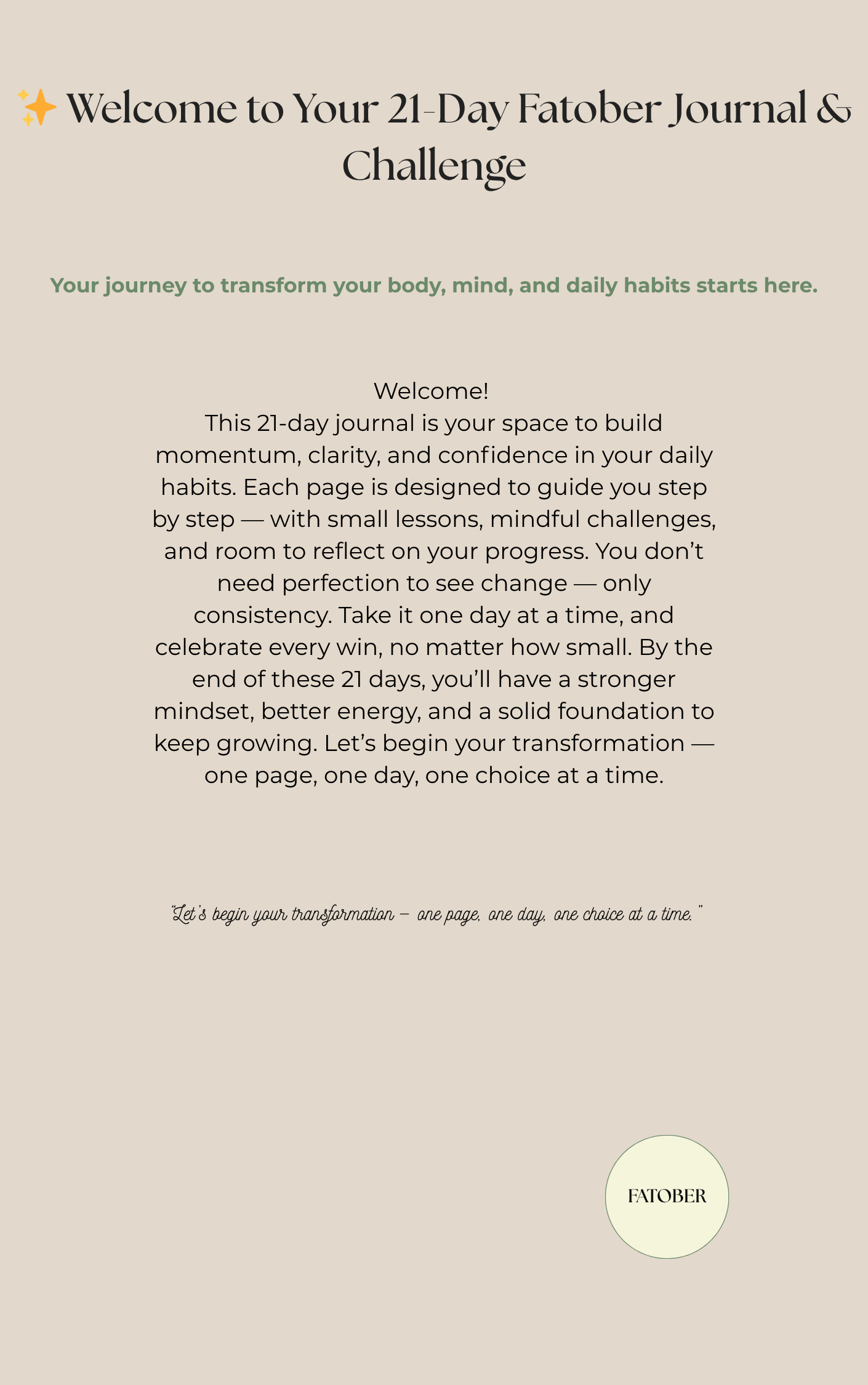 21-Day Wellness Journal — Build Habits, Focus & Balance